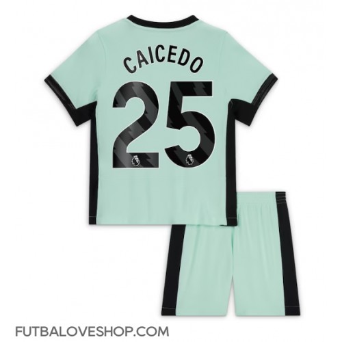 Dres Chelsea Moises Caicedo #25 Tretina pre deti 2023-24 Krátky Rukáv (+ trenírky)